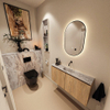 MONDIAZ TURE-DLUX Meuble toilette - 100cm - Washed Oak - EDEN - vasque Glace - position centrale - sans trou de robinet SW1103586