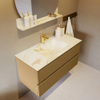 Mondiaz VICA-DLUX Ensemble de meuble de salle de bain - 100cm - meuble sous-vasque oro - 2 tiroirs - lavabo encastré cloud milieu - 1 trou de robinet - version haute de 60cm - frape SW1090221