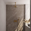BRAUER Gold Edition Douche de pluie thermostatique encastrée - boutons-poussoirs - SET 53 - pomme de douche 20cm - bras de plafond - douchette barre - flexible de douche - coude de raccord mural - or brossé PVD SW925655