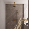 BRAUER Gold Edition Thermostatische Regendouche inbouw - drukknoppen - SET 65 - 20cm hoofddouche - plafondarm - staaf handdouche - doucheslang - geïntegreerde glijstang - goud geborsteld PVD SW925672