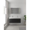 Bruynzeel Bando badmeubelset 120x45cm 2 kraangaten 2 wasbakken 4 lades met spiegelkast met softclose Composiet zijde zwart SW383414 Bruynzeel Bando badmeubelset 120x45cm 2 kraangaten 2 wasbakken 4 lades met spiegelkast met softclose Composiet zijde zwart SW383414