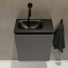 MONDIAZ TURE Toiletmeubel 40x23x50cm met 0 kraangaten 1 deuren dark grey mat Wastafel Eden links Solid Surface Zwart SW475273