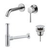 FugaFlow Eccelente Sobrado Slim Slim Kit mitigeur lavabo - robinet encastrable - bonde clic clac - siphon design - Chrome brillant SW1124317
