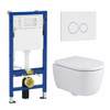 QeramiQ Dely Swirl Toiletset - 36.5x53cm - Geberit UP100 inbouwreservoir - 35mm zitting - witte bedieningsplaat - ronde knoppen - mat wit SW1138630