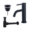Fortifura Calvi Slim Kit mitigeur lavabo - robinet bas - bonde non-obturable - siphon design bas - Noir mat SW891931