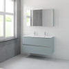 Bruynzeel Miko badmeubelset 66x121x51cm 2 kraangaten 2 wasbakken 2 lades met spiegelkast met softclose fjord groen SW384566 Bruynzeel Miko badmeubelset 66x121x51cm 2 kraangaten 2 wasbakken 2 lades met spiegelkast met softclose fjord groen SW384566