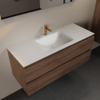 Mondiaz AIVY Ensemble de meuble - 120x45x50cm - 1 trou de robinet - 1 vasque Talc Solid surface - Centre - 2 tiroirs - avec miroir - Melamine Mocha SW892420