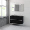 Bruynzeel Miko badmeubelset 66.5x121x51cm 2 kraangaten 2 wasbakken 2 lades met spiegel met softclose zwart eiken SW384556 Bruynzeel Miko badmeubelset 66.5x121x51cm 2 kraangaten 2 wasbakken 2 lades met spiegel met softclose zwart eiken SW384556