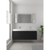 Bruynzeel Box badmeubelset 150x45cm 2 kraangaten 2 wasbakken 2 lades met spiegel met softclose composite zwart eiken SW384023 Bruynzeel Box badmeubelset 150x45cm 2 kraangaten 2 wasbakken 2 lades met spiegel met softclose composite zwart eiken SW384023