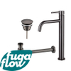 FugaFlow Eccelente Sobrado Slim Slim Kit mitigeur lavabo - robinet rehaussé - bonde nonobturable - siphon design - PVD Gunmetal SW1124383