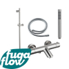 FugaFlow Eccelente Sobrado Mitigeur baignoire - avec barre curseur - douchette stick - flexible lisse - Inox brossé PVD SW1123981