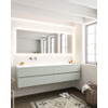 Mondiaz VICA ensemble de meuble de salle de bain - 200cm - meuble sous-vasque greey - 4 tiroirs - lavabo moon gauche - sans trou de robinet - miroir LED - version XL 60cm de haut SW1098155