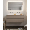 MONDIAZ VICA Badkamermeubelset - 120cm - 2 lades - wasbak Cloud dubbel - 0 kraangaten - solid surface smoke SW411408