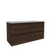 Saniclass Holz Atelier Meuble de salle de bain - 120x45x60cm - lavabo en céramique blanc - 2 vasques - sans trous de robinet - 2 tiroirs - Charcoal SW1437731