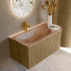 MONDIAZ KURVE-DLUX Meuble de salle de bains 95cm arrondi à droite couleur Dusk avec 1 tiroir et 1 porte. Lavabo BIG SMALL à gauche 1 trou de robinet Saba. SW1433325