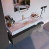 Mondiaz ALAN-DLUX Ensemble de meuble - 150cm - meuble Dark grey mat - 2 tiroirs - Lavabo Cloud Glace suspendu - vasque Centre - 1 trou de robinet SW805742