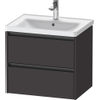 Duravit Ketho.2 Wastafelonderbouwkast - met 2 laden - 63.4x45.5x54.9cm - met grepen antraciet - grafiet supermat SW772346