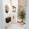 Mondiaz JOYA-DLUX 51.6cm toiletmeubel - ronding rechts kleur Walnut - Wastafel FAYE positie Links 1 kraangat kleur Sombra. SW1424742