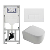 QeramiQ Dely Swirl Ensemble WC- 36.3x51.7cm - Réservoir encastré Geberit UP320 - Abattant de 35mm - Plaque de commande en métal blanc mat - Boutons rectangulaires - Blanc brillant SW1138650