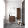 Saniclass Prime Balance Meuble de salle de bain - 60x55x45cm - 1 vasque rectangulaire en céramique blanc - 1 trou de robinet - 2 tiroirs - miroir rectangulaire - noyer SW1159478