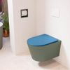 Mondiaz LAVIE hangtoilet – spoelrandloos – 36 x 53 cm – met softclose zitting – Army (groen), zitting Jeans (blauw) SW1208632