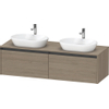 Duravit Ketho.2 Wastafelonderbouwkast - inclusief consoleplaat - met 2 laden - voor dubbele waskommen - 160x55x45.9cm - met handgrepen antraciet - eiken terra mat SW773008