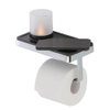 Geesa Frame Collection Porte-papier toilette 21x18x10.8cm avec tablette et support (éclairage LED) Noir/Chrome SW334424