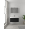 Bruynzeel Bando badmeubelset 90x45cm 1 kraangat 1 wasbak 2 lades met spiegelkast met softclose Composiet zwart eiken SW383424 Bruynzeel Bando badmeubelset 90x45cm 1 kraangat 1 wasbak 2 lades met spiegelkast met softclose Composiet zwart eiken SW383424