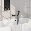 BRAUER Stripe Mitigeur thermostatique de baignoire - SET 02 - encastré - combinaison de remplissage de baignoire - douchette à 3 positions - flexible de douche - coude mural - noir mat SW1435124