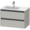 Duravit Ketho.2 Wastafelonderbouwkast - met 2 laden - voor waskom links - 81x48x54.9cm - met grepen antraciet - betongrijs mat SW772705