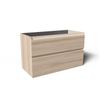 Saniclass Prime Vita Meuble de salle de bain - 100x46x60cm - lavabo en céramique brillant blanc - 1 vasque - 1 trou de robinet - 2 tiroirs - chêne clair SW1439482