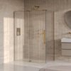 BRAUER Stellar Cabine de douche - 140x90x200cm - porte battante - revêtement verre - réversible - verre clair - PVD or brossé SW1418034