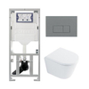 QeramiQ Dely Pack WC - 36,3x51,7cm - à fond creux - sans bride - réservoir encastré Geberit UP320 - abattant WC softclose 35 mm - plaque de déclenchement gris clair - boutons rectangulaires - blanc brillant SW1222088