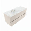 VICA-DLUX 110cm badmeubel onderkast Linen 2 lades. Inbouw wastafel CLOUD links 1 kraangat, kleur Frappe. SW902489