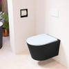 Mondiaz LAVIE hangtoilet – spoelrandloos – 36 x 53 cm – met softclose zitting – Urban (zwart), zitting Clay (lichtblauw/grijs) SW1208785