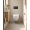 Pack WC QeramiQ Dely Swirl Compact - réservoir encastrable Geberit UP320 - avec bâti-support Burda - abattant 25 mm - plaque de commande en métal noir mat - boutons rectangulaires - blanc mat SW1595660