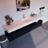 Mondiaz ALAN-DLUX Ensemble de meuble - 200cm - meuble Urban mat - 2 tiroirs - Lavabo Cloud Ostra suspendu - vasque Centre - 1 trou de robinet SW807439