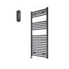 Sanicare HVS Radiateur électrique - 111,8x60cm - 730W - avec télécommande - thermostat - chrome - en bas à gauche - noir mat SW1210801
