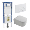 QeramiQ Dely Swirl Pack WC - 36.5x53cm - réservoir encastré Geberit UP720 Duofix Sigma - assise 35mm - plan de couverture blanc - boutons ronds - blanc brillant SW1413866