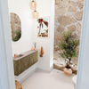 Mondiaz JOYA-DLUX Meuble de salle de bains 101.6cm - arrondi droit couleur Dusk - Vasque FAYE position Gauche 1 trou de robinet couleur Saba SW1426095