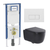 QeramiQ Dely Swirl Toiletset - 36.3x51.7cm - Geberit UP720 Duofix Sigma inbouwreservoir - 35mm zitting - mat witte metalen bedieningsplaat - rechthoekige knoppen - mat zwart SW1413974