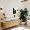 MONDIAZ THOR-DLUX 180cm meuble de salle de bains arrondi gauche + droite couleur Oak avec 2 tiroirs et 2 portes. Vasque suspendue CLOUD Droite 1 trou de robinet couleur Nata. SW1466203