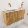 Mondiaz JOYA-DLUX 80cm toiletmeubel - kleur Oak - Wastafel FAYE positie Links Zonder kraangat kleur Glace. SW1421990