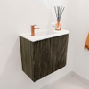 Mondiaz JOYA 51.6cm toiletmeubel - ronding rechts kleur Shadow - Wastafel FAYE positie Links 1 kraangat kleur Talc. SW1421425