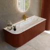 Mondiaz KURVE-DLUX Ensemble de meuble de salle de bains - 125x46x40cm - 1 tiroir - 1 porte - vasque solid surface - droite - 1 trou de robinet - Ruby SW1415820