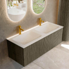 Mondiaz KURVE Ensemble de meuble de salle de bains - 120x46x40cm - 1 tiroir - lavabo solid surface - double - 2 trous de robinet - Shadow SW1414137