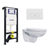 Plieger QeramiQ Basic Start Classico Ensemble de toilette – Réservoir encastré UP320 – Cuvette suspendue – Sans rebord – Abattant – Fermeture douce – Plaque de commande blanche – Boutons ronds – Blanc SW1419880