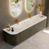 Mondiaz KURVE-DLUX Ensemble meuble de salle de bains - 180x46x40cm - 2 tiroirs - 2 portes - lavabo solid surface - double - 2 trous de robinet - Shadow SW1414099