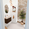 Mondiaz JOYA-DLUX 60cm toiletmeubel - kleur Walnut - Wastafel FAYE positie Midden Zonder kraangat kleur Frappe. SW1422262