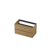 INK Wastafelonderkast - 90x45x52cm - 2 lades - greeploos - met houten keerlijst - MDF - Natur SW454451